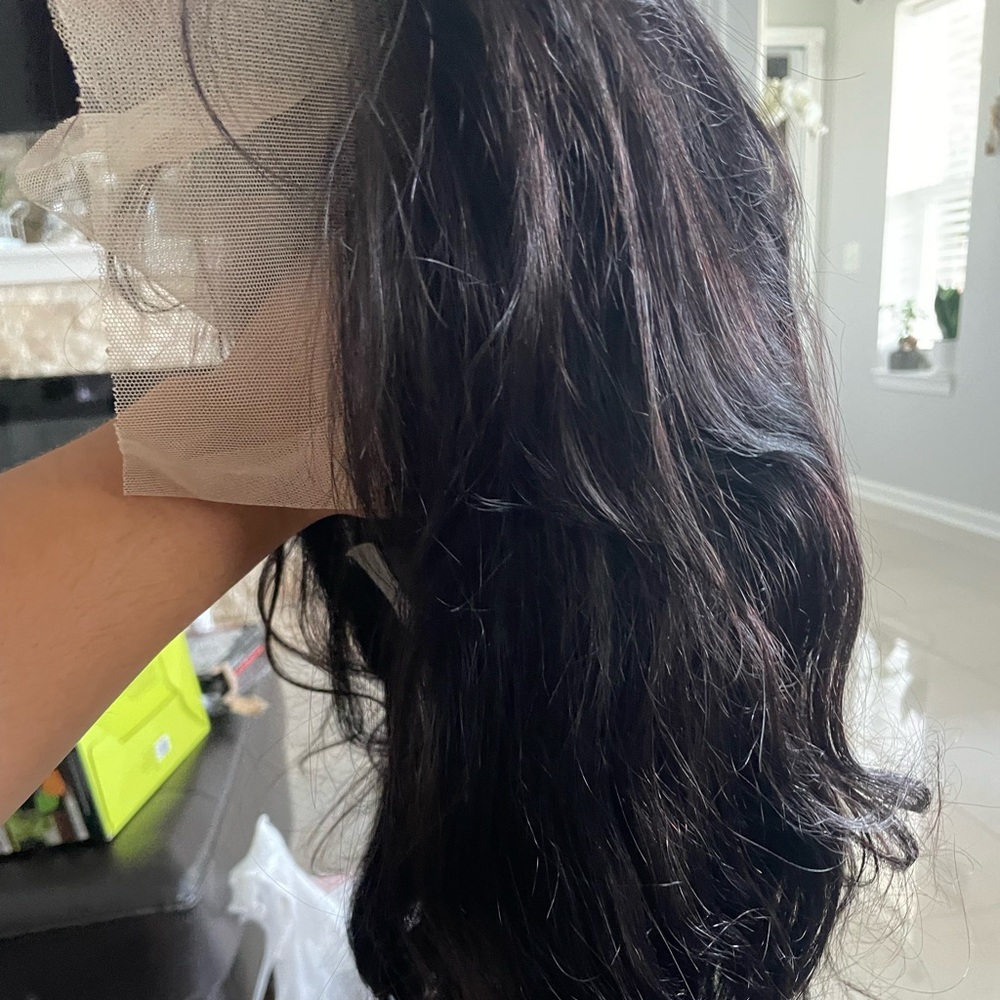 Human HAIR lace front wig dark brown